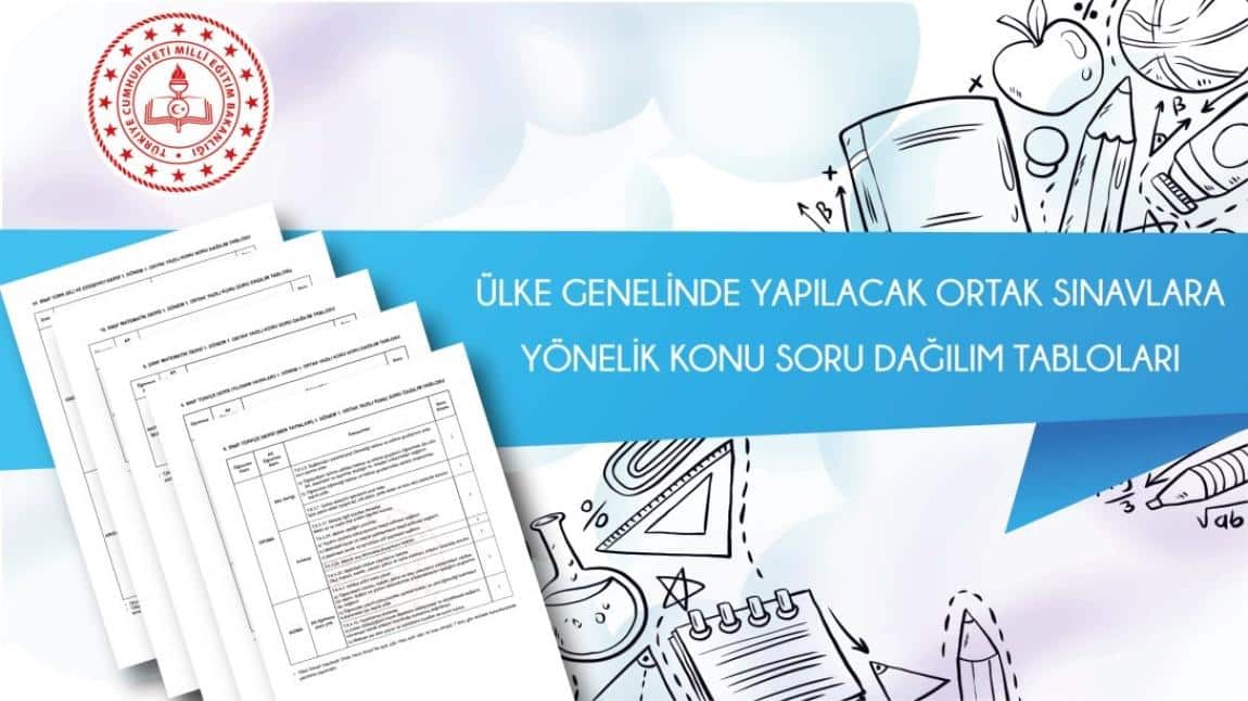 Ülke Genelinde Yapılacak Ortak Sınavlara Yönelik Konu Soru Dağılım Tabloları